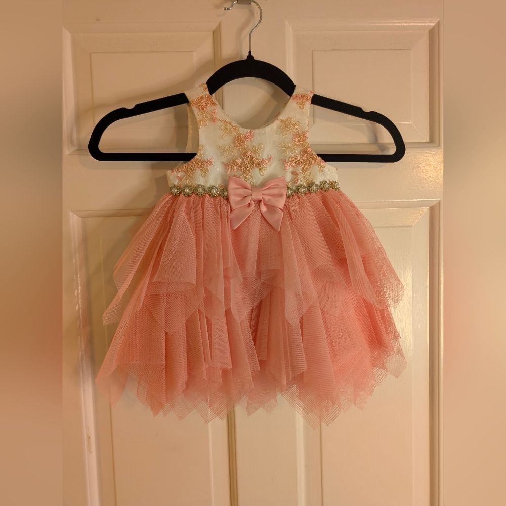 American Princess Baby Girl Peach Tulle Party Dress | Size 9M
